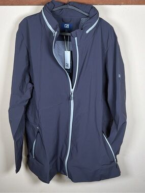 Cutter & Buck WeatherTec Jacket XXL, Gray Full Zip Coat Windbreaker